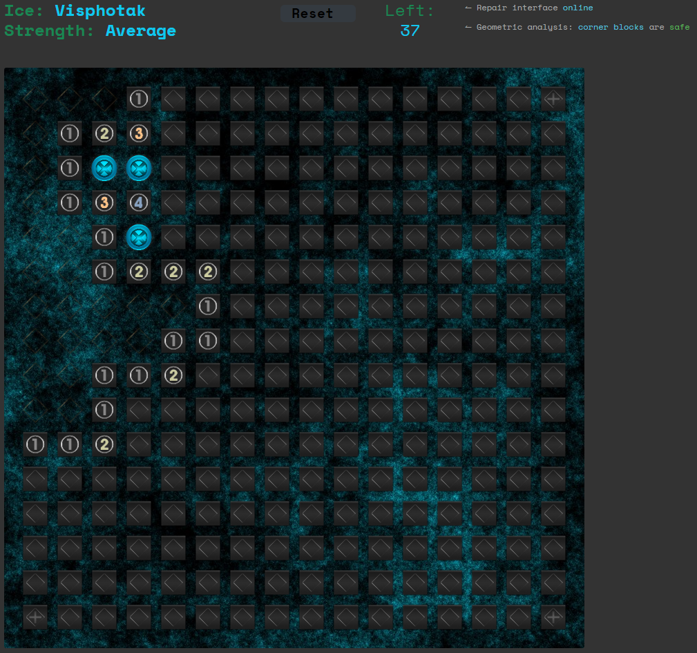 Picture of a minesweeper ICE puzzle