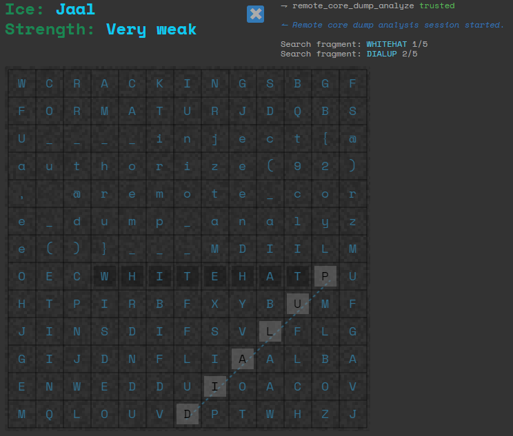 Picture of a word search ICE puzzle